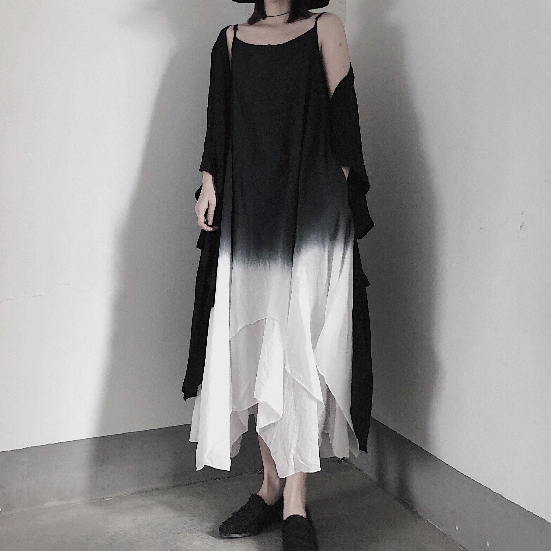 Double layer irregular swing suspender skirt - SooLinen