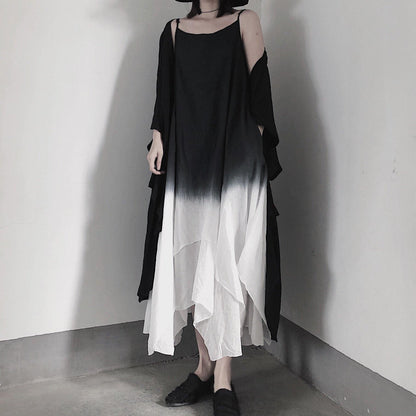 Double layer irregular swing suspender skirt - SooLinen