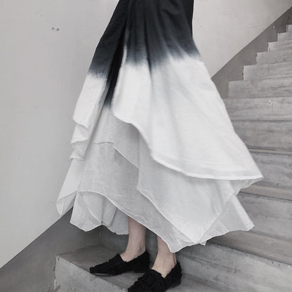 Double layer irregular swing suspender skirt - SooLinen