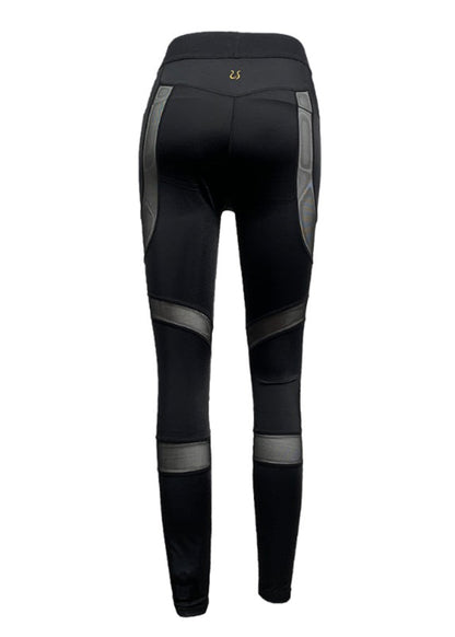 Dynamic Black High Waist Tulle Patchwork Capri Running Leggings