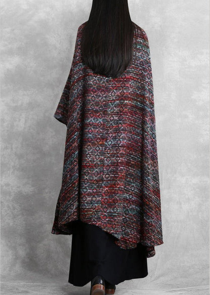 Elegant  trendy plus size trench outwear floral o neck Woolen Coat - SooLinen