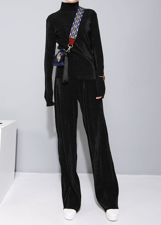 Elegantes aprikosenfarbenes Samt-Zweiteiler-Set mit Stehkragen für den Frühling