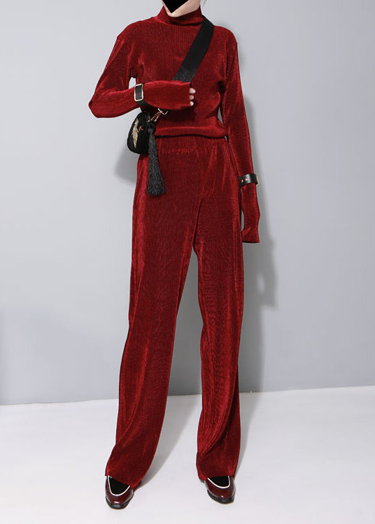 Elegantes aprikosenfarbenes Samt-Zweiteiler-Set mit Stehkragen für den Frühling