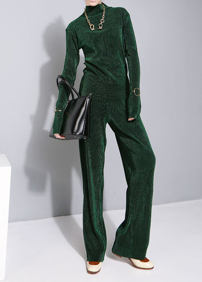 Elegantes aprikosenfarbenes Samt-Zweiteiler-Set mit Stehkragen für den Frühling