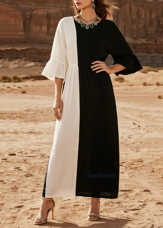 Elegante, asymmetrische Patchwork-Baumwollroben für den Sommer