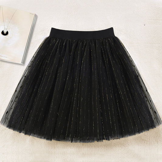 Elegant Black A Line tulle Sequins Skirts Summer