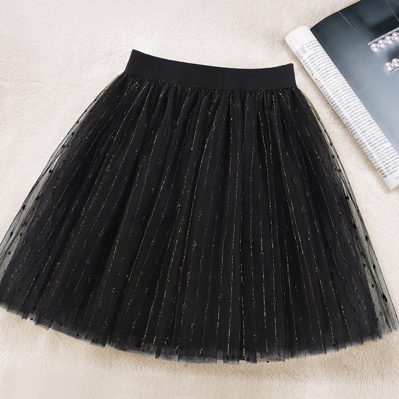 Elegante Schwarze A-linie Tüll Pailletten Röcke Sommer