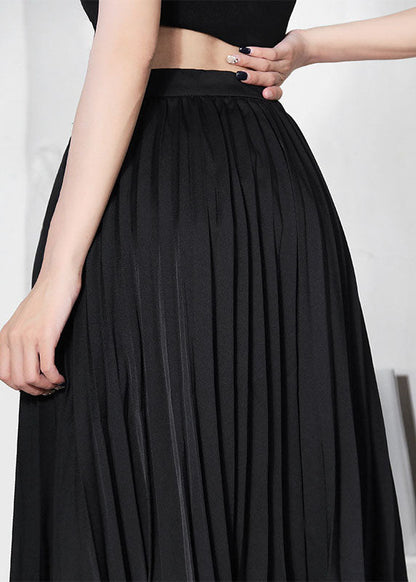 Eleganter schwarzer Sommerrock mit asymmetrischem Spitzen-Patchwork-Design