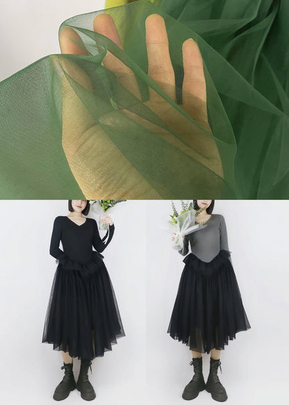 Elegant Black Asymmetrical Tulle Patchwork Cotton Dresses
