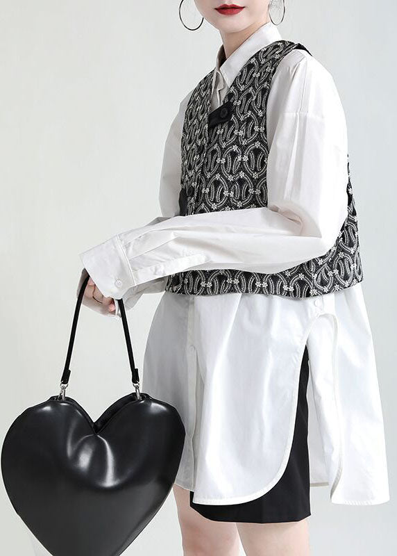 Elegante schwarze Knopftaschen Herbst ärmellose Blusen Weste