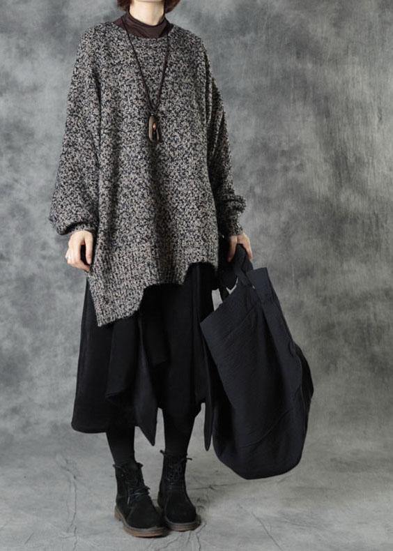 Elegant Black Elastic Waist Asymmetrical Design Fall Pants - SooLinen