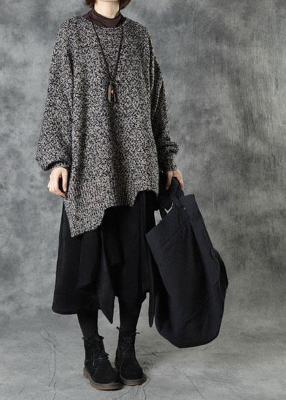 Elegant Black Elastic Waist Asymmetrical Design Fall Pants - SooLinen