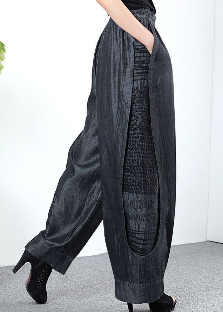 Elegante schwarz-graue Patchwork-Taschen-Gerade-Frühlingshose