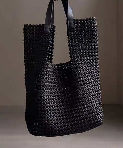 Elegant Black Large Capacity Hollow Out Shoulder Handbag