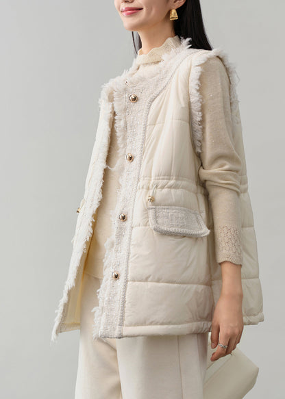 Elegante schwarze Patchwork-Westen aus feiner Baumwolle, gefüllt mit Baumwolle, Winter