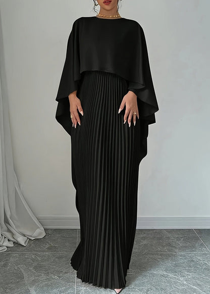 Elegant Black Patchwork Solid Maxi Dress Spring