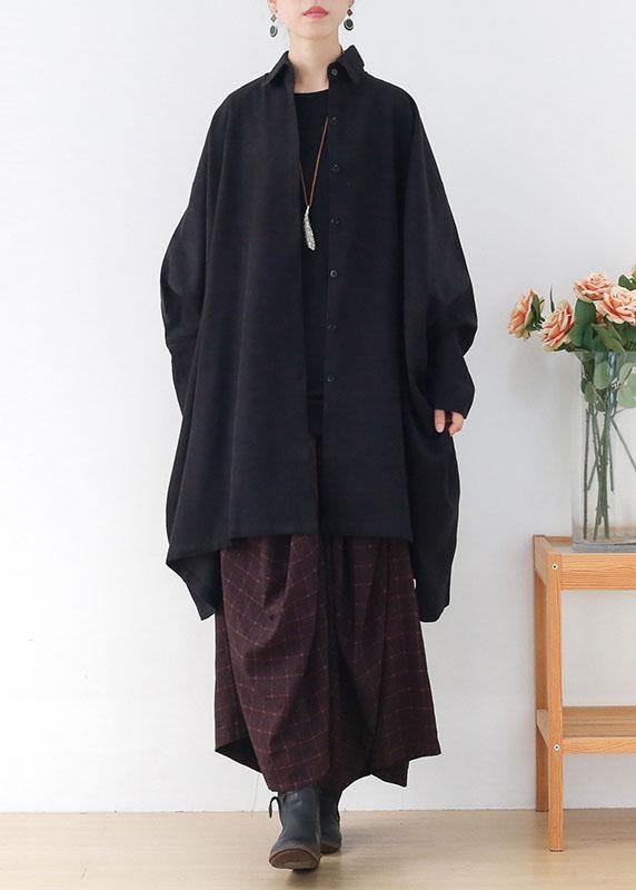 Elegant Black PeterPan Collar Asymmetrical Design Fall Cardigans Long Sleeve - SooLinen