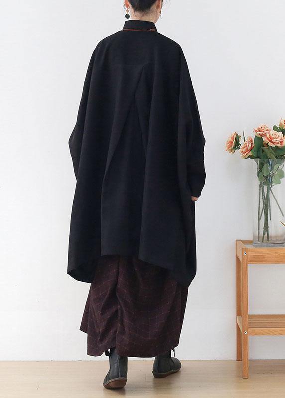 Elegant Black PeterPan Collar Asymmetrical Design Fall Cardigans Long Sleeve - SooLinen