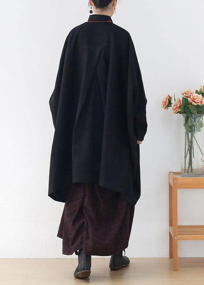 Elegant Black PeterPan Collar Asymmetrical Design Fall Cardigans Long Sleeve - SooLinen