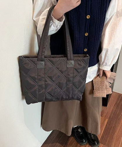 Elegant Black Plaid Solid Durable Nylon Shoulder Bags