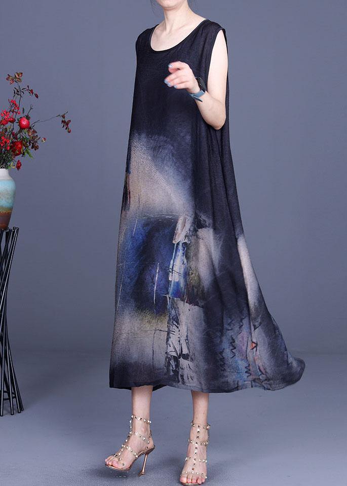 Elegant Black Print Silk Cardigans Braces Skirt Two Pieces Set - SooLinen