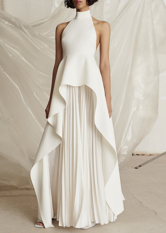 Elegante Schwarze Rollkragen Asymmetrische Patchwork Maxi Vestidos Kleider