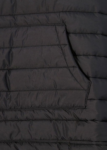 Elegante schwarze Kapuzentaschen mit Kordelzug und feiner Baumwollfüllung