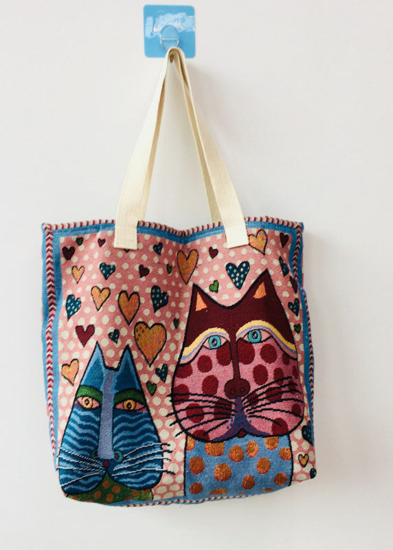 Elegante blaue Liebe Kätzchen Canvas Tote Handtasche