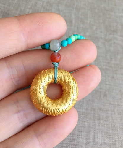 Elegante collar con colgante ajustable de piedra preciosa turquesa azul