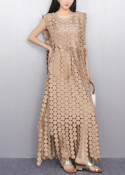 Elegant Champagne Hollow Out Lace Two Pieces Set Summer