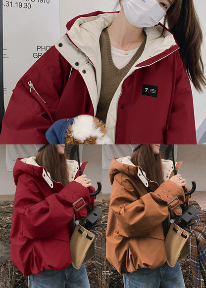 Parka elegante de invierno para mujer con relleno de algodón fino de gran tamaño en color café