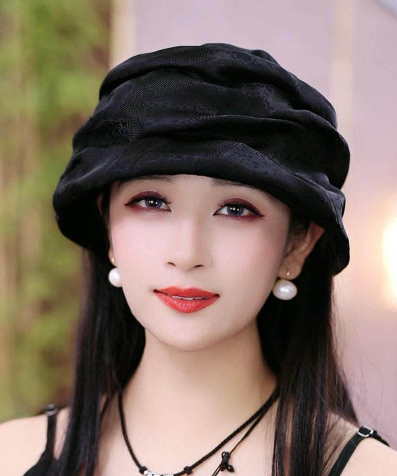 Elegante sombrero de pescador de seda versátil y arrugado en color café