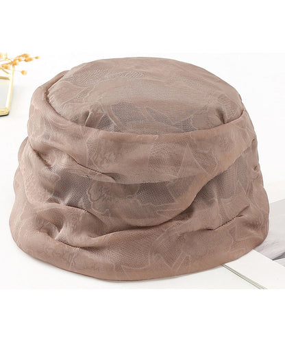 Elegante sombrero de pescador de seda versátil y arrugado en color café