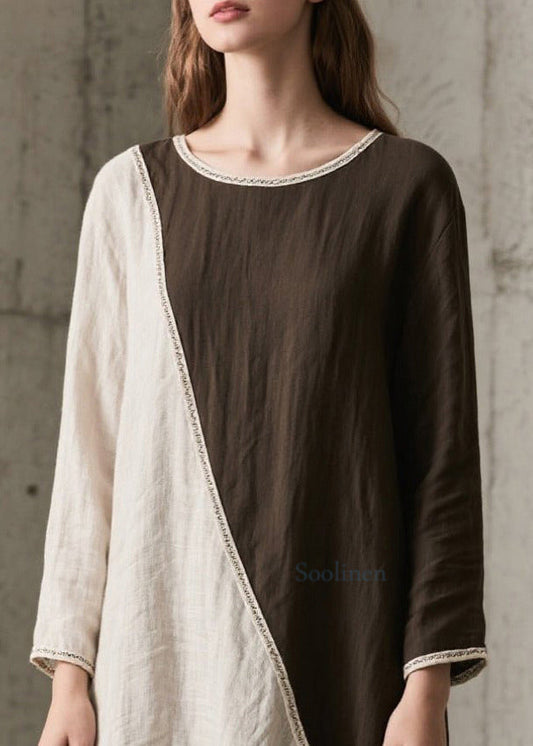 Elegante, asymmetrische Maxikleider aus Baumwolle im Colorblock-Stil mit Oversize-Design für den Frühling