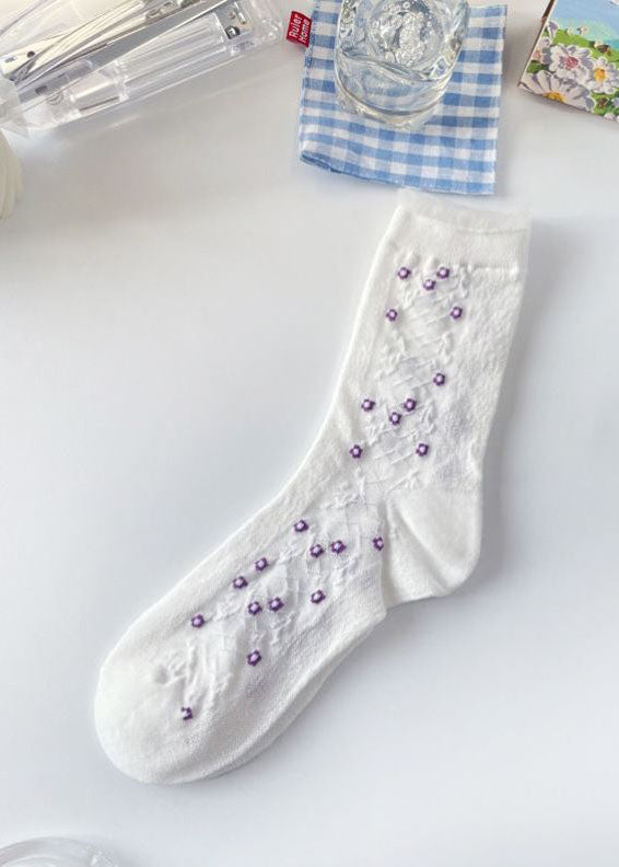 Elegante, geblümte Jacquard-Baumwollsocken bis zur Mitte der Wade