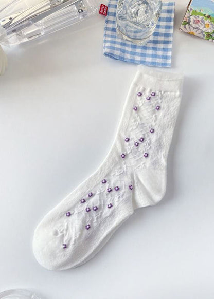 Elegante, geblümte Jacquard-Baumwollsocken bis zur Mitte der Wade