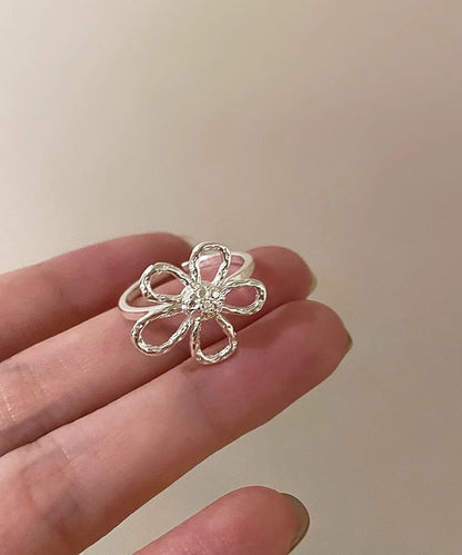 Elegant Gold Alloy Floral Hollow Out Rings Two Piece Set