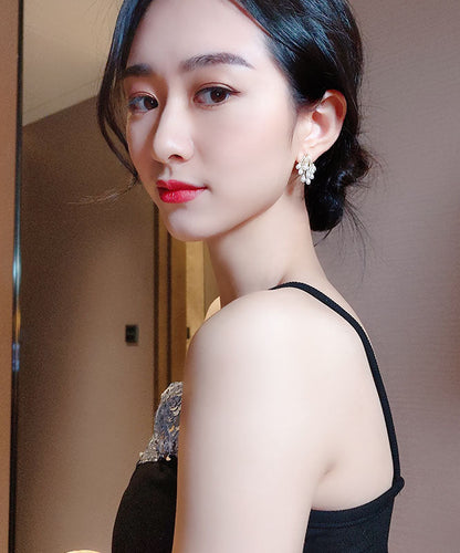 Elegantes pendientes colgantes con borlas de uva y perlas de aleación de oro