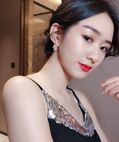 Elegantes pendientes colgantes con borlas de uva y perlas de aleación de oro