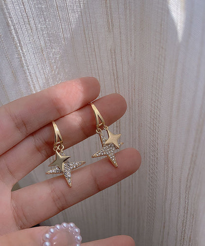 Elegantes pendientes colgantes LittleStar de aleación de oro y circonitas