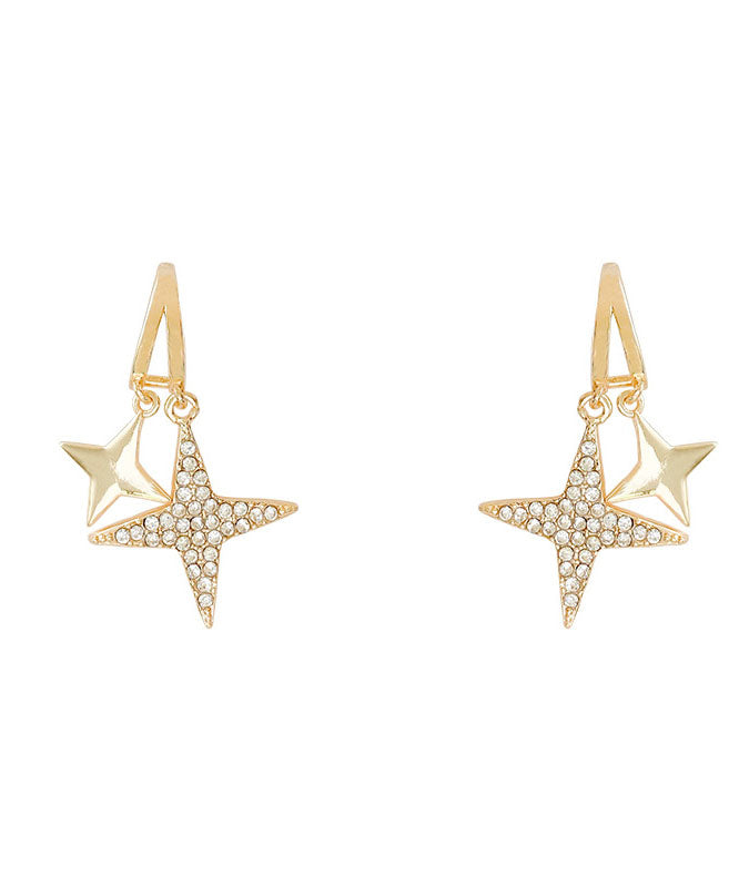 Elegantes pendientes colgantes LittleStar de aleación de oro y circonitas