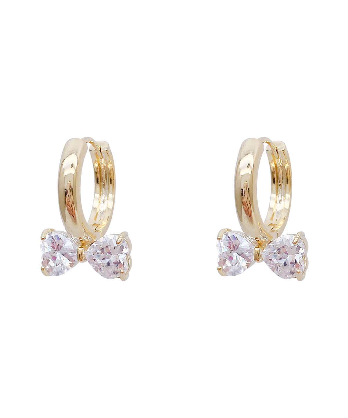 Elegantes pendientes de aro con lazo de cristal y plata de ley dorada