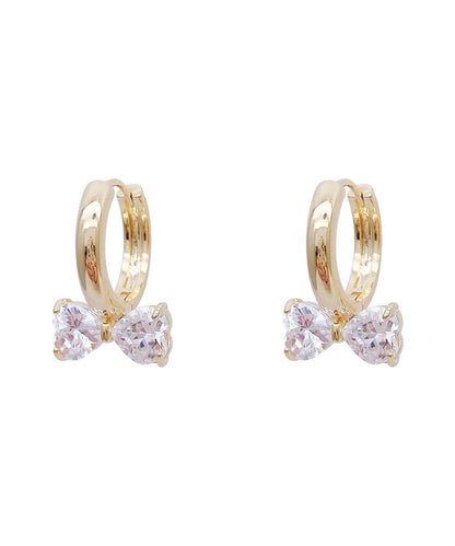 Elegantes pendientes de aro con lazo de cristal y plata de ley dorada