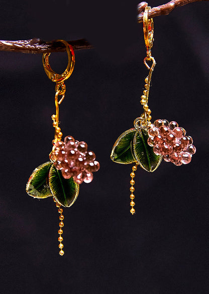 Elegante Tropfenohrringe mit Trauben und Blättern