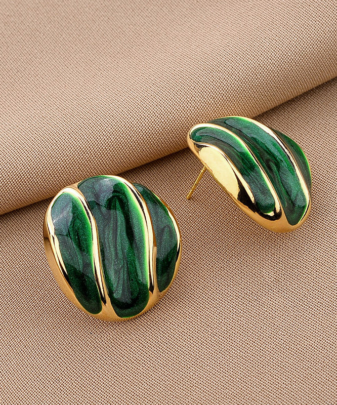 Elegantes pendientes de aleación de cobre verde con gotas de aceite