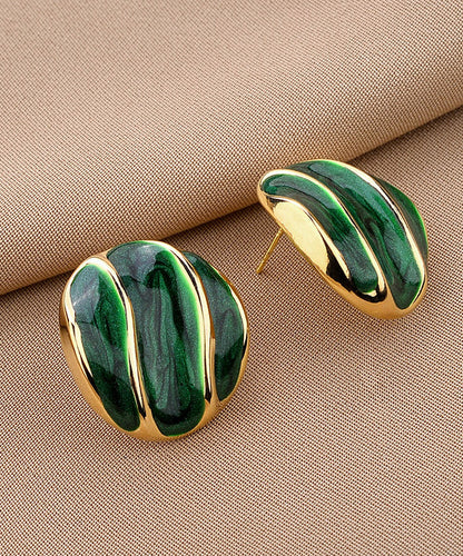 Elegantes pendientes de aleación de cobre verde con gotas de aceite