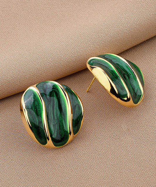 Elegantes pendientes de aleación de cobre verde con gotas de aceite