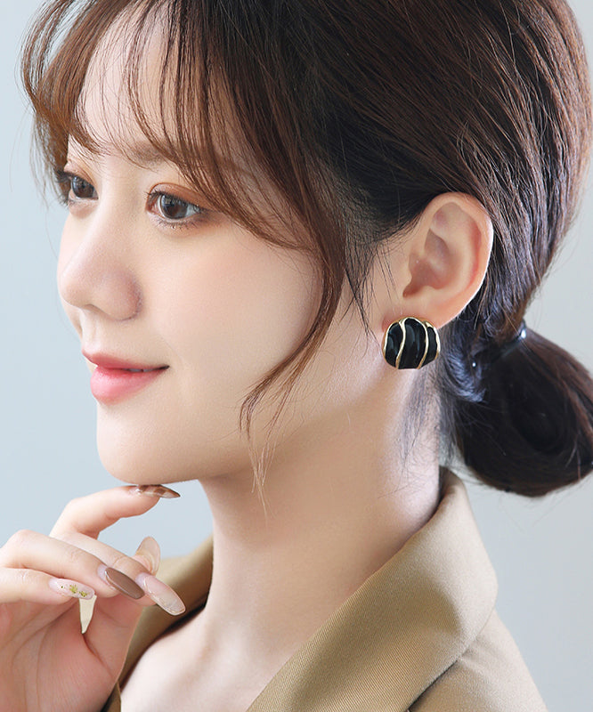 Elegantes pendientes de aleación de cobre verde con gotas de aceite