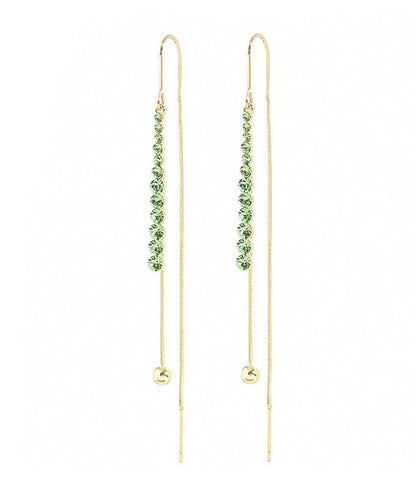 Elegantes pendientes colgantes con borlas de circonitas de cobre verde