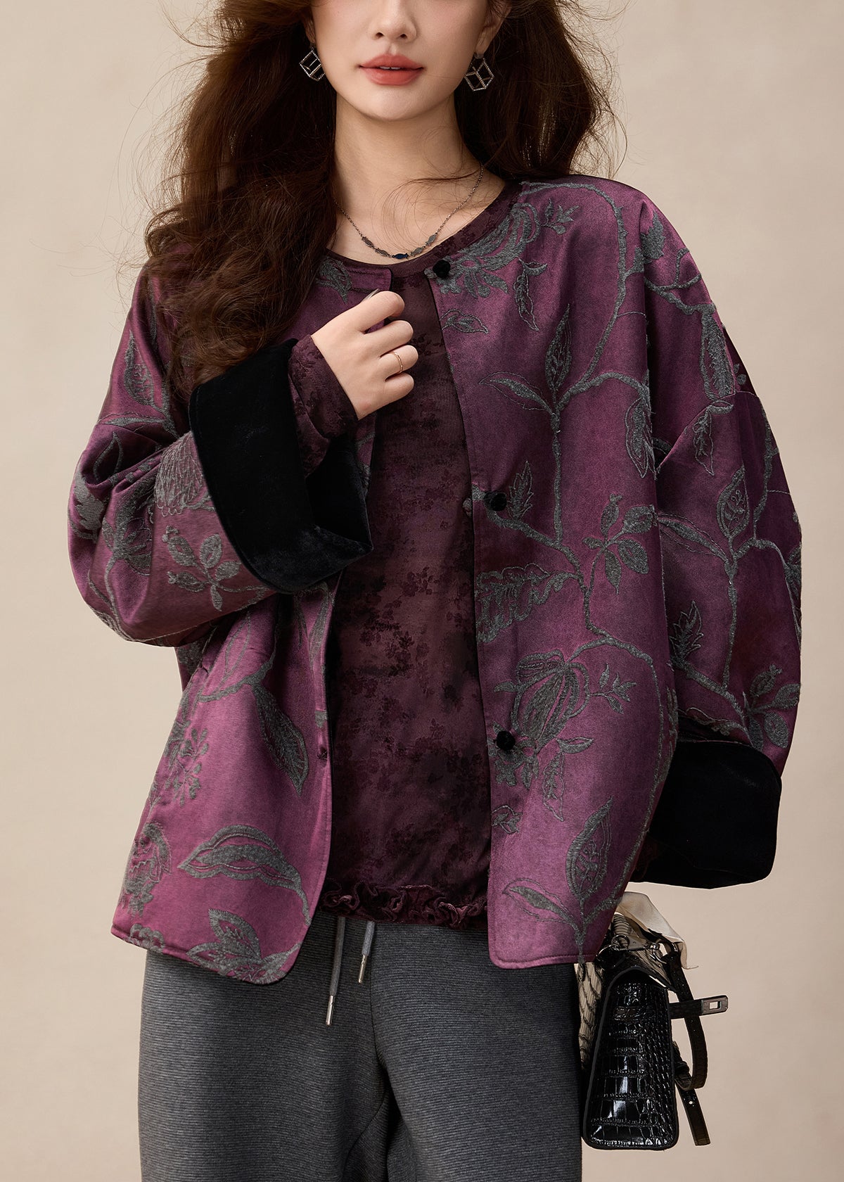 Elegant Green Jacquard Wear On Both Sides Silk Jackets Spring